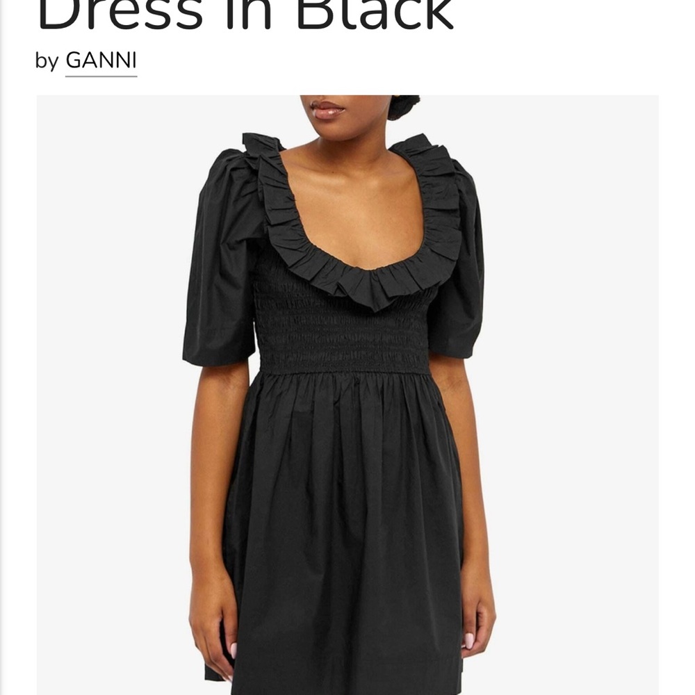 Ganni Black Ruffle Mini Dress